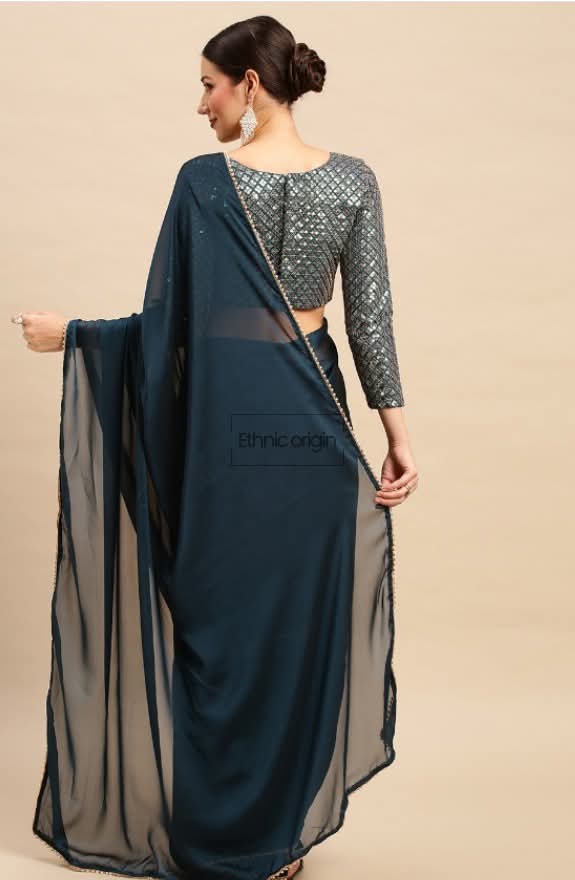 Solid/Plain Georgette Saree_1