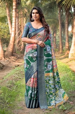 Digital Print Banarasi Silk Elephant Saree