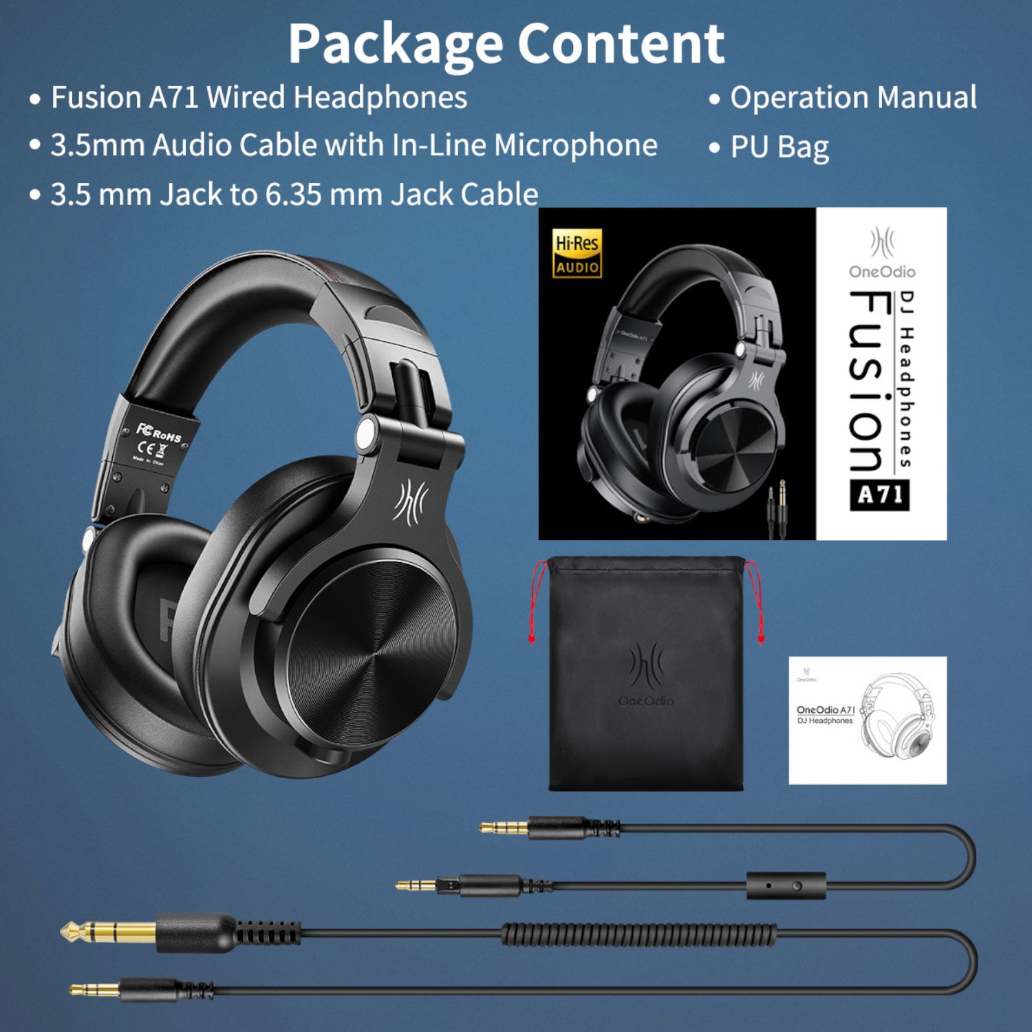  Oneodio Pro A71 Wired Headphones – Black _2