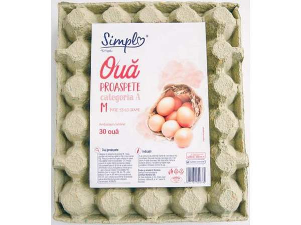 Oua marimea M 30 bucati Oua de la gaini crescute la sol Simpl (carrefour)