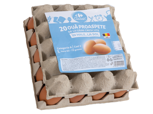 Oua marimea L 20 bucati Oua de la gaini crescute la sol Carrefour Classic (carrefour)_0