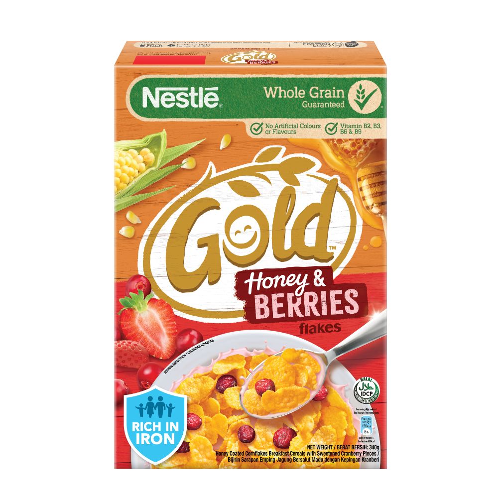 NESTLE GOLD HONEY&BERRIES FLAKES 340G
