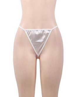 Eyelash Lace Silk Long Sleeves Sleepwear with G String Cream