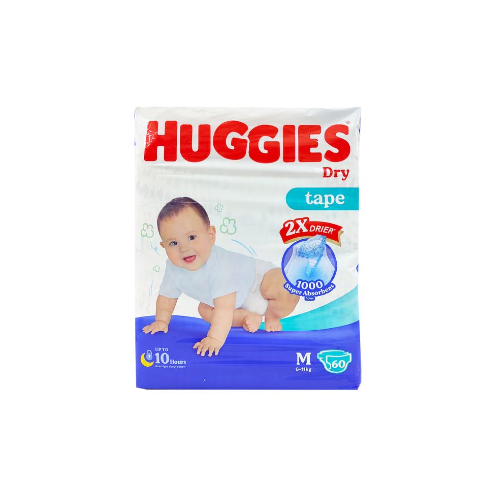 HUGGIES DRY DIAPERS TAPE M 60PCS