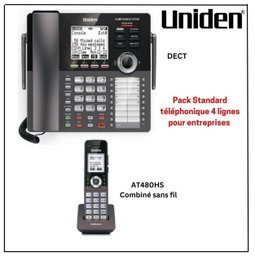 Uniden Pack Standard téléphonique sans fil 4 Lignes 1 Console Principale  AT4801 et 1 à 9 Combinés