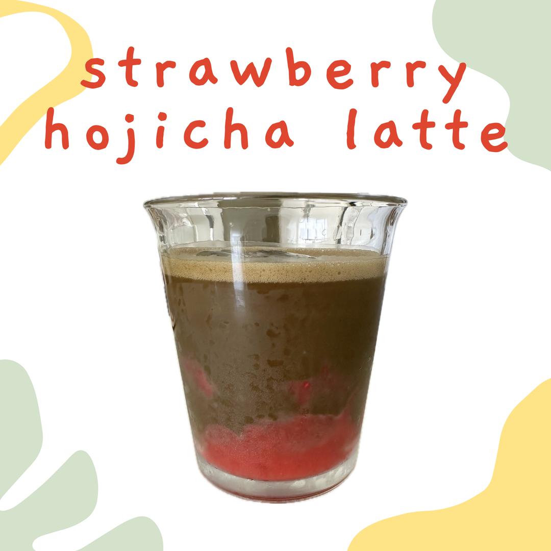strawberry hojicha latte