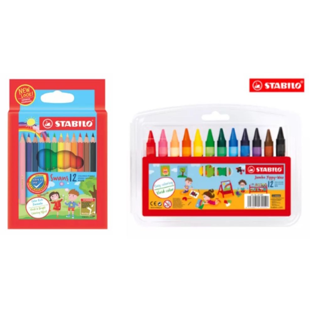 STABILO SWANS 12S COLOR & 12S WAX CRAYON