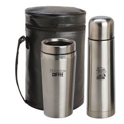 Chester Flask & Mug Set - Black