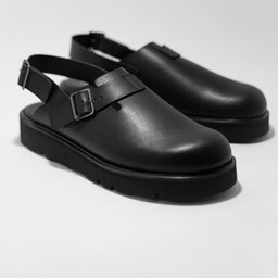 Flat Leather Slide Sandals