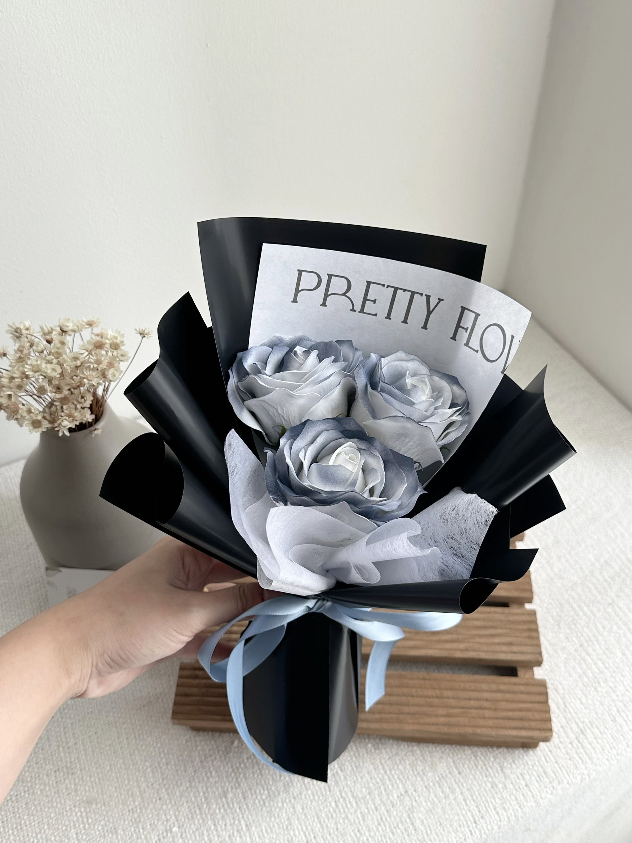 (3R001) 3 stalk Soap Rose Bouquet _12