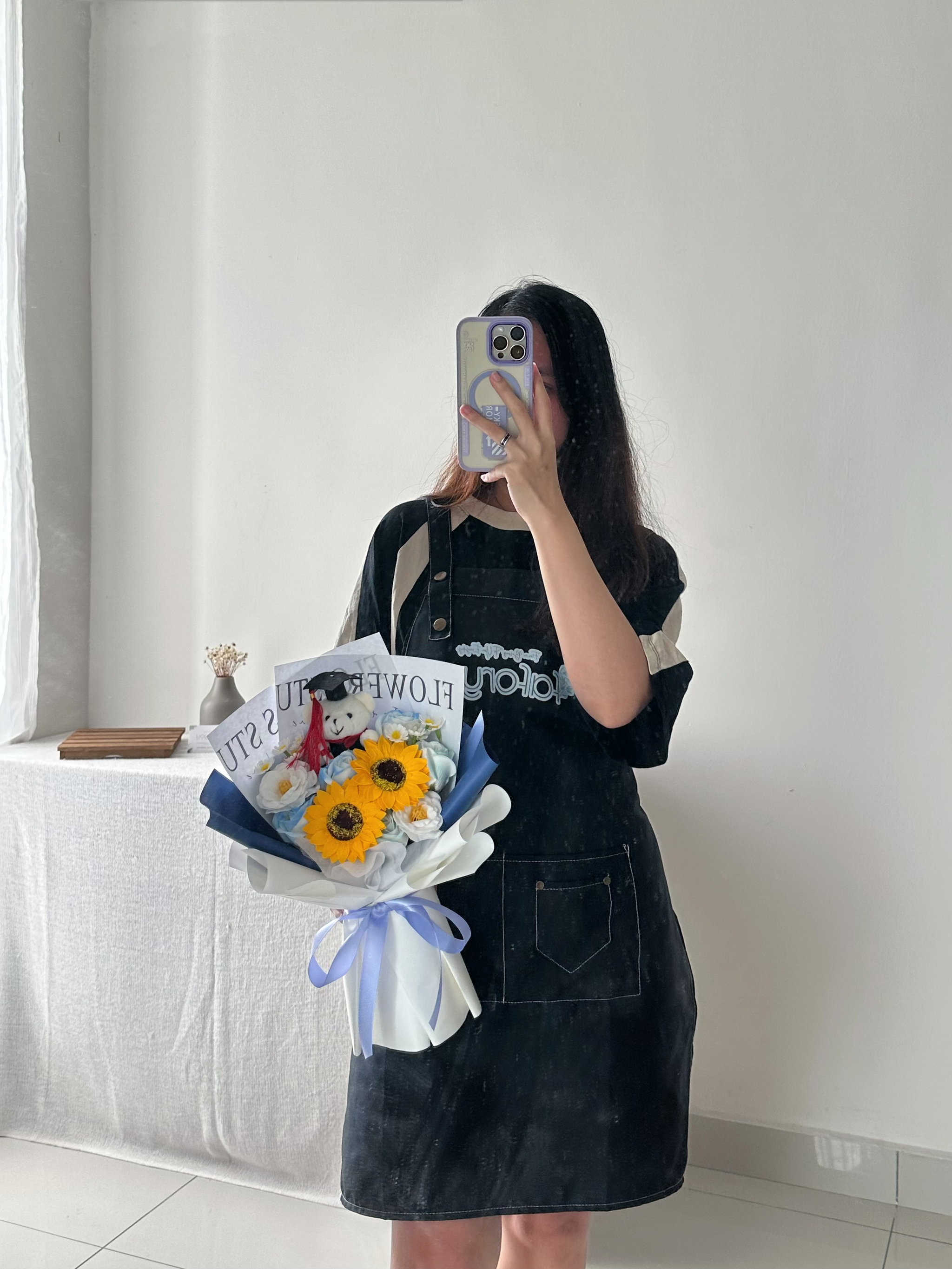 (GB009) Graduation Bear Mixed Soap Flower Bouquet_1