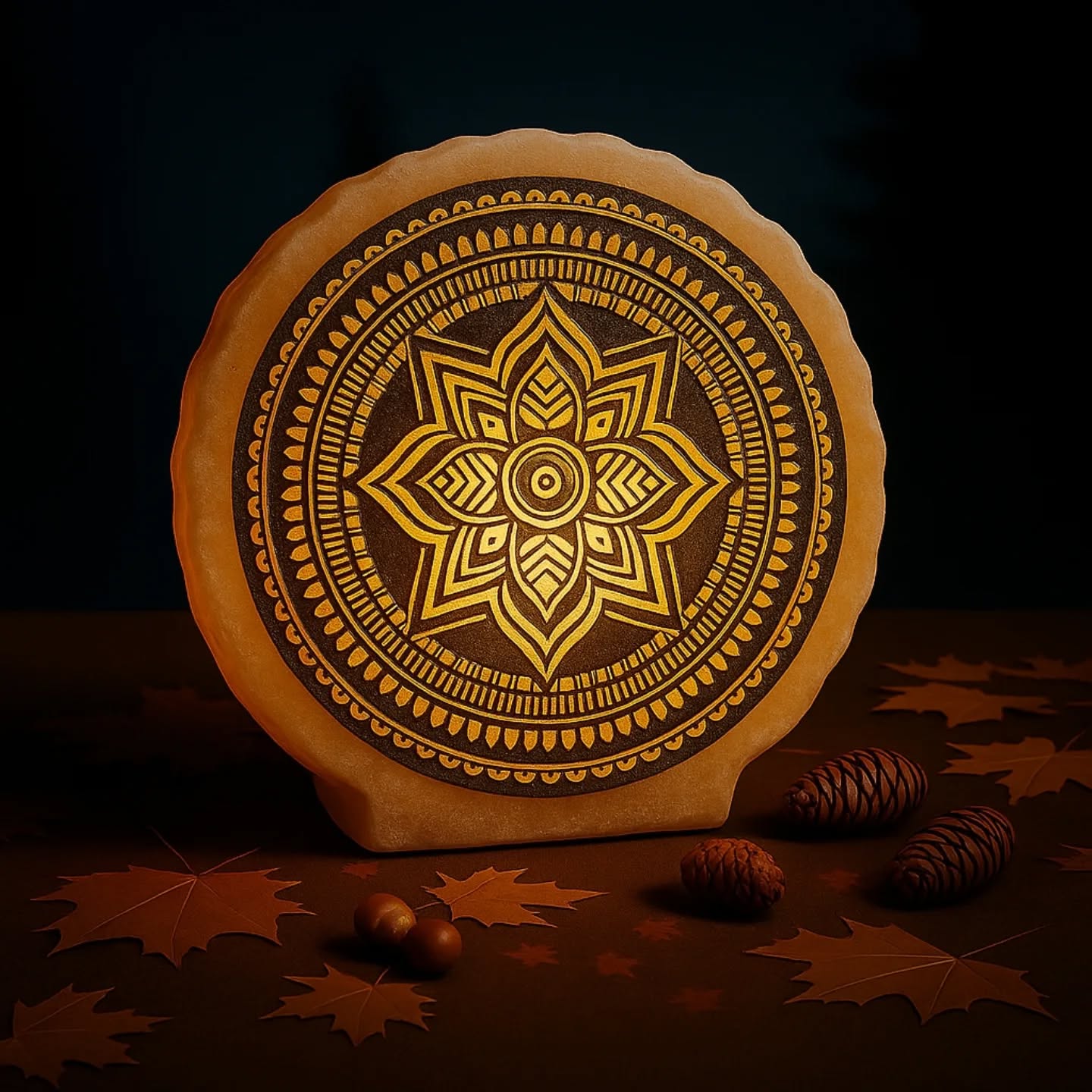 Golden Mandala Radiance Salt Art Lamp