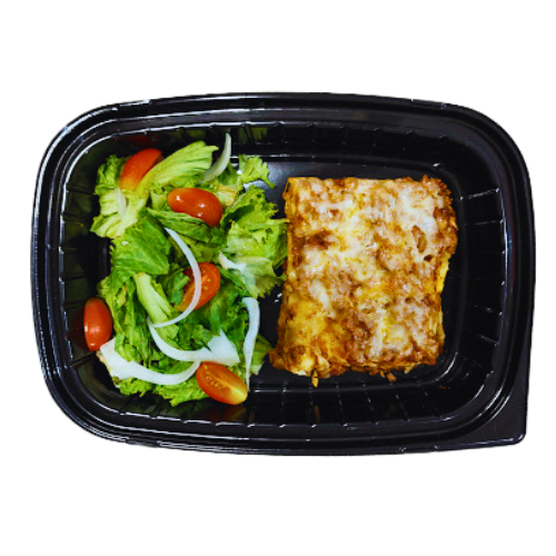 Lasaña de carne con ensalada italiana (520 kcal)