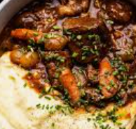 Beef Bourguignons with Mash Potato