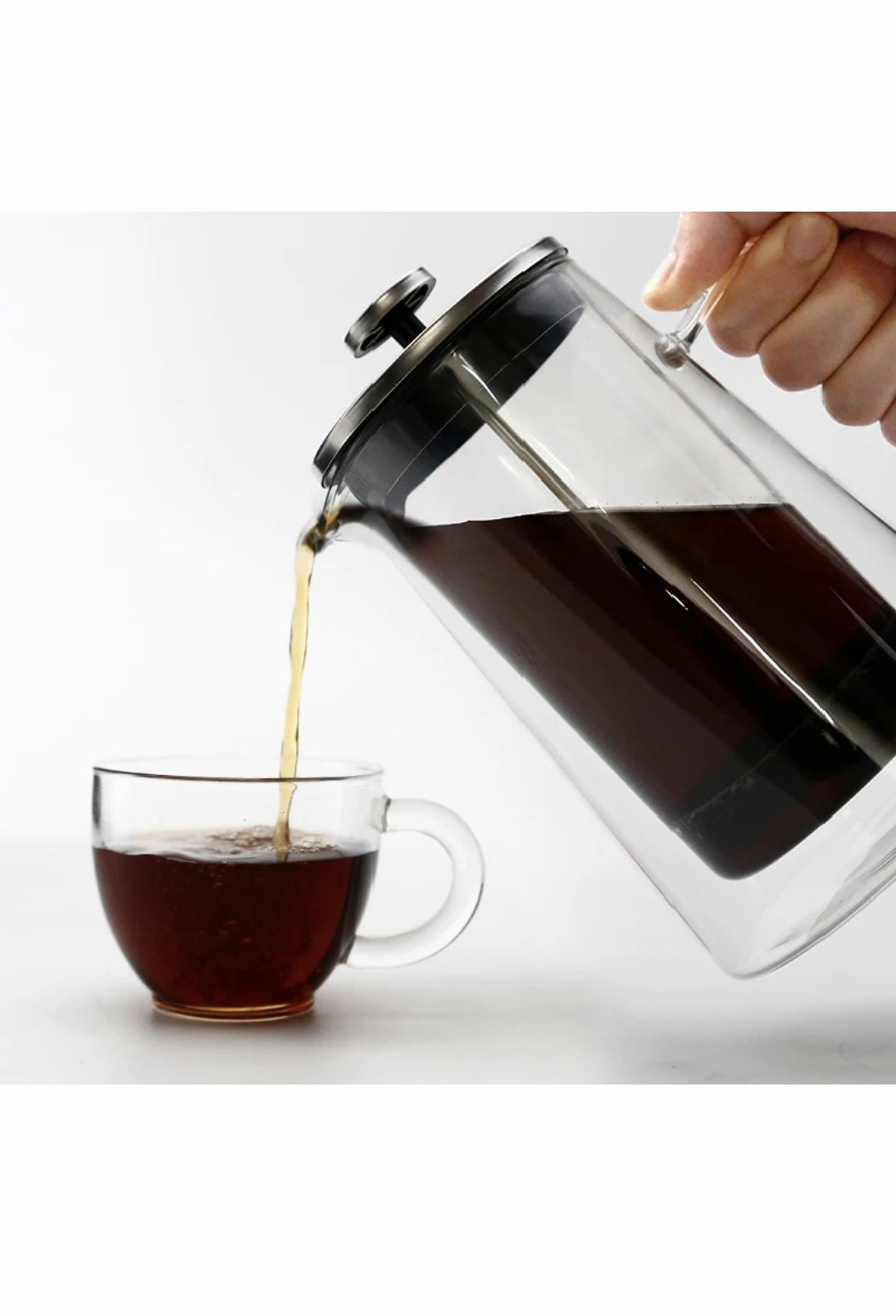 Prensa francesa cafetera de 800 ml transparente de vidrio _1