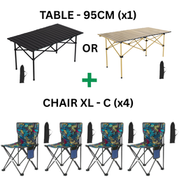 CAMPING SET CHAIR TABLE (4 PAX) (SET KERUSI BERKELAH)