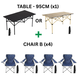 CAMPING SET CHAIR TABLE (4 PAX) (SET KERUSI BERKELAH)