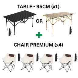 CAMPING SET CHAIR TABLE (4 PAX) (SET KERUSI BERKELAH)