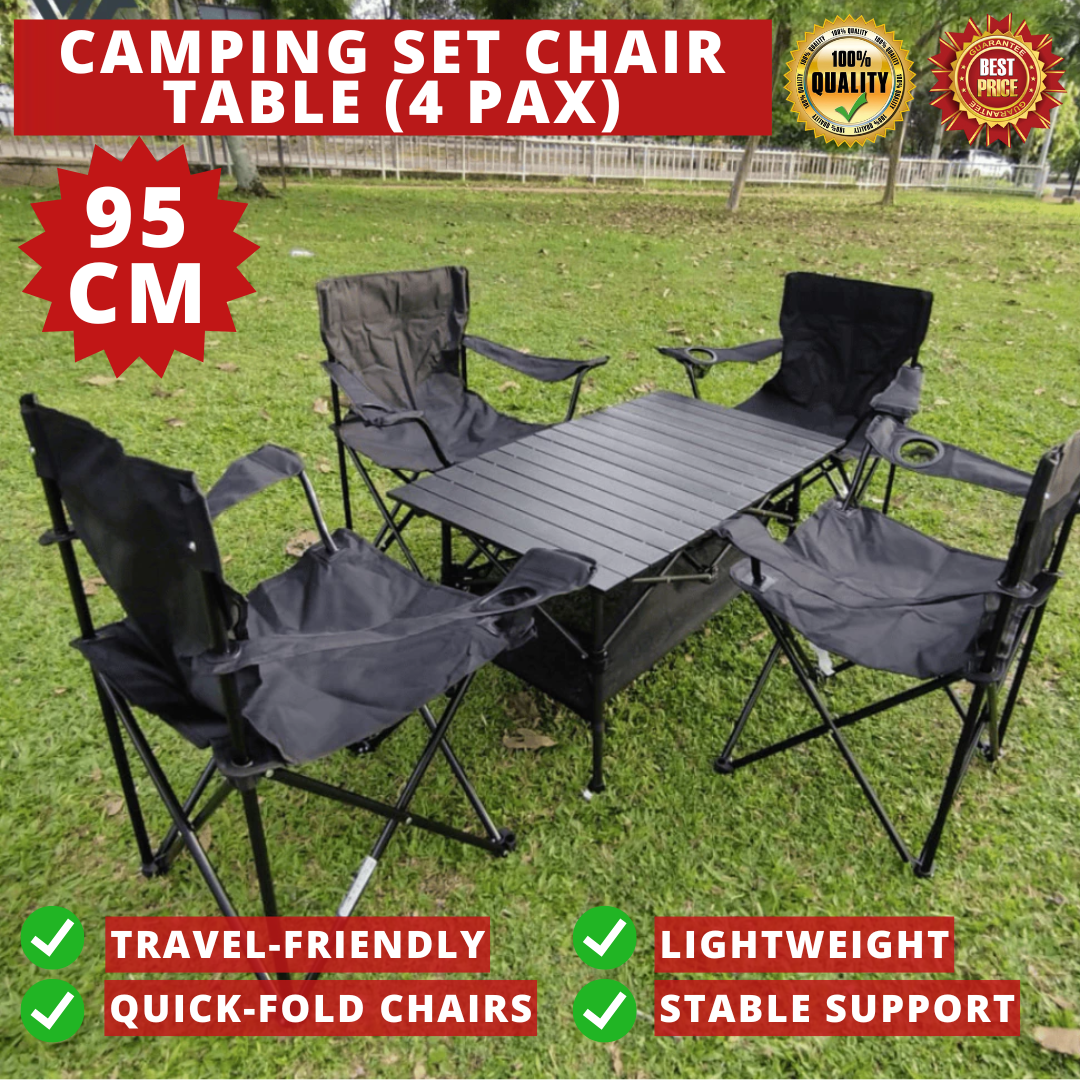 CAMPING SET CHAIR TABLE (4 PAX) (SET KERUSI BERKELAH)