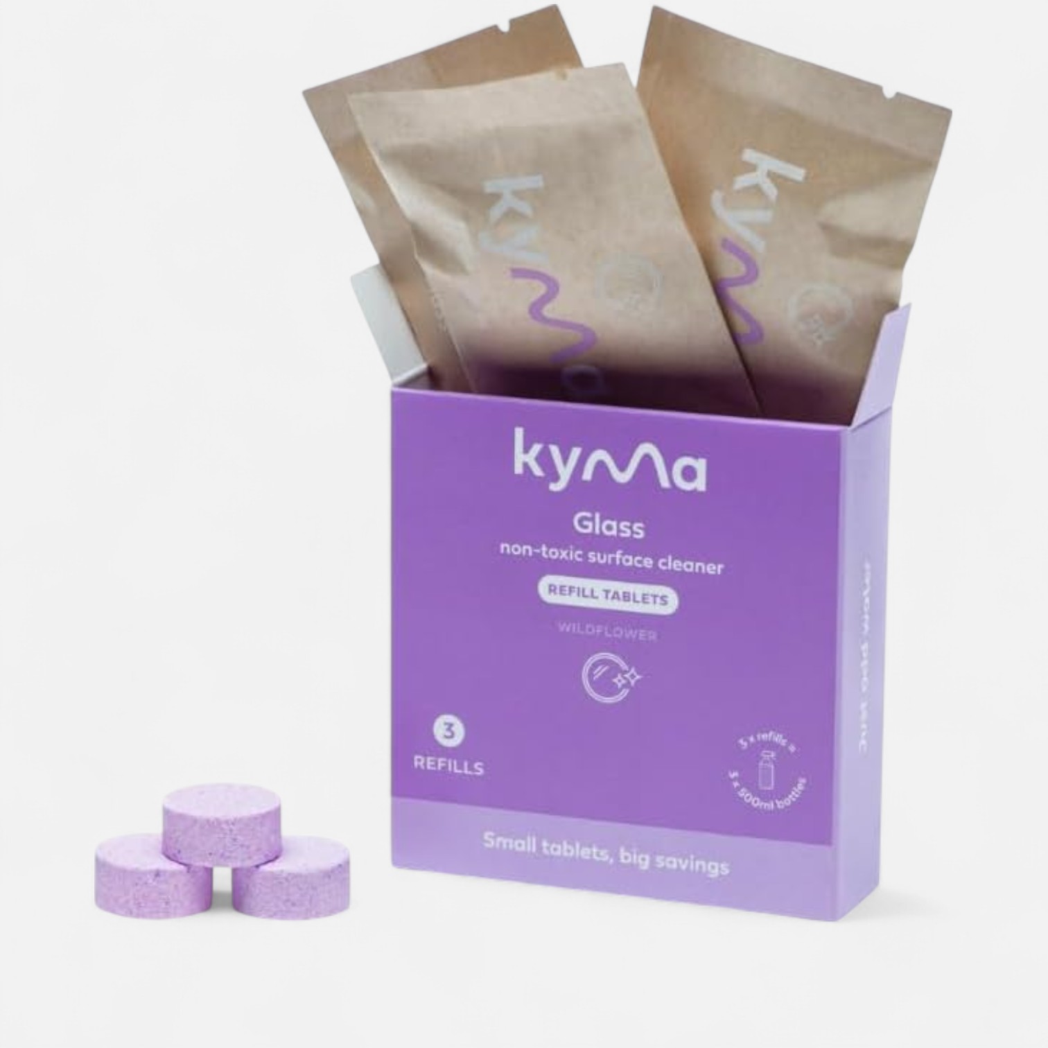 Kyma Lavender Glass Cleaner Refill Packs 35g (3 x 500ml)_0