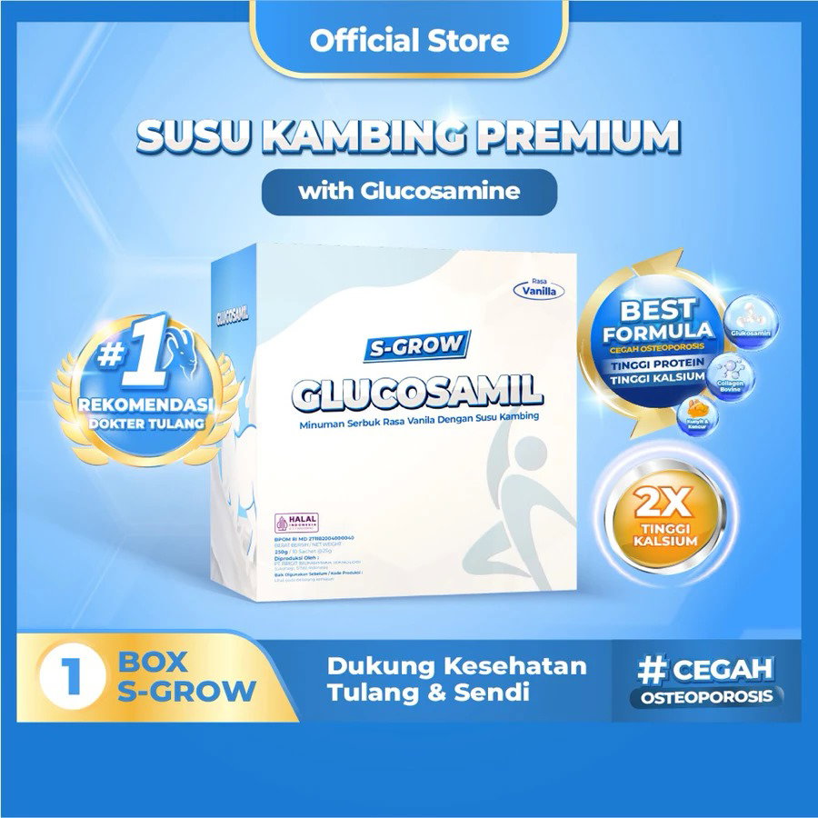S-GROW GLUCOSAMIL - Susu Bubuk Dewasa Vanila [Untuk Tulang & Sendi]_0