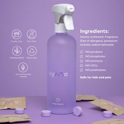 Kyma Lavender Glass Cleaner 500ml (Single Bottle Box 1pc + Refill, 115g)