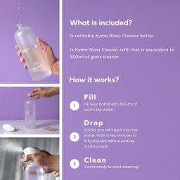 Kyma Lavender Glass Cleaner 500ml (Single Bottle Box 1pc + Refill, 115g)