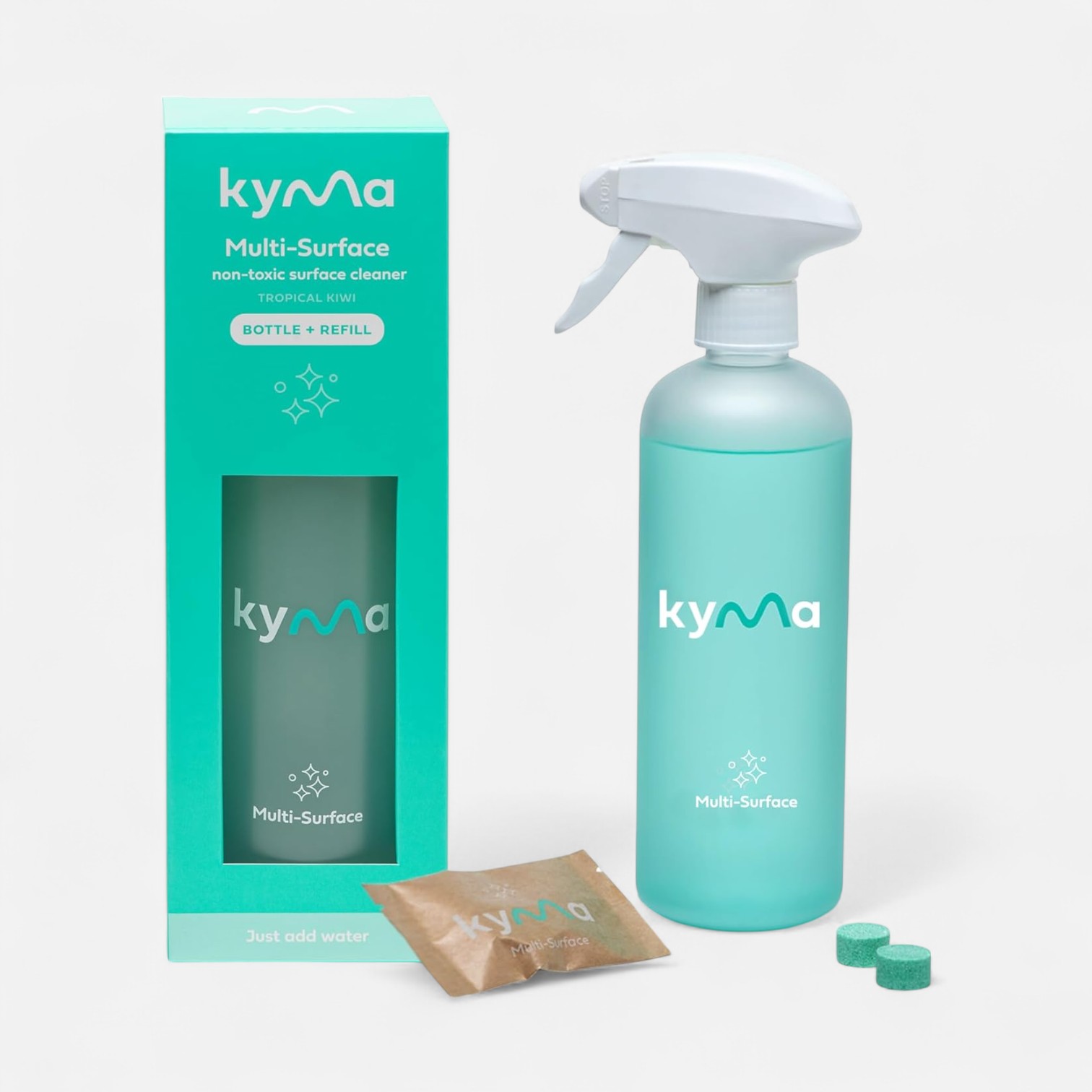 Kyma Mint Disinfectant Cleaner 500ml (Single Bottle Box 1pc + Refill, 115g)_0