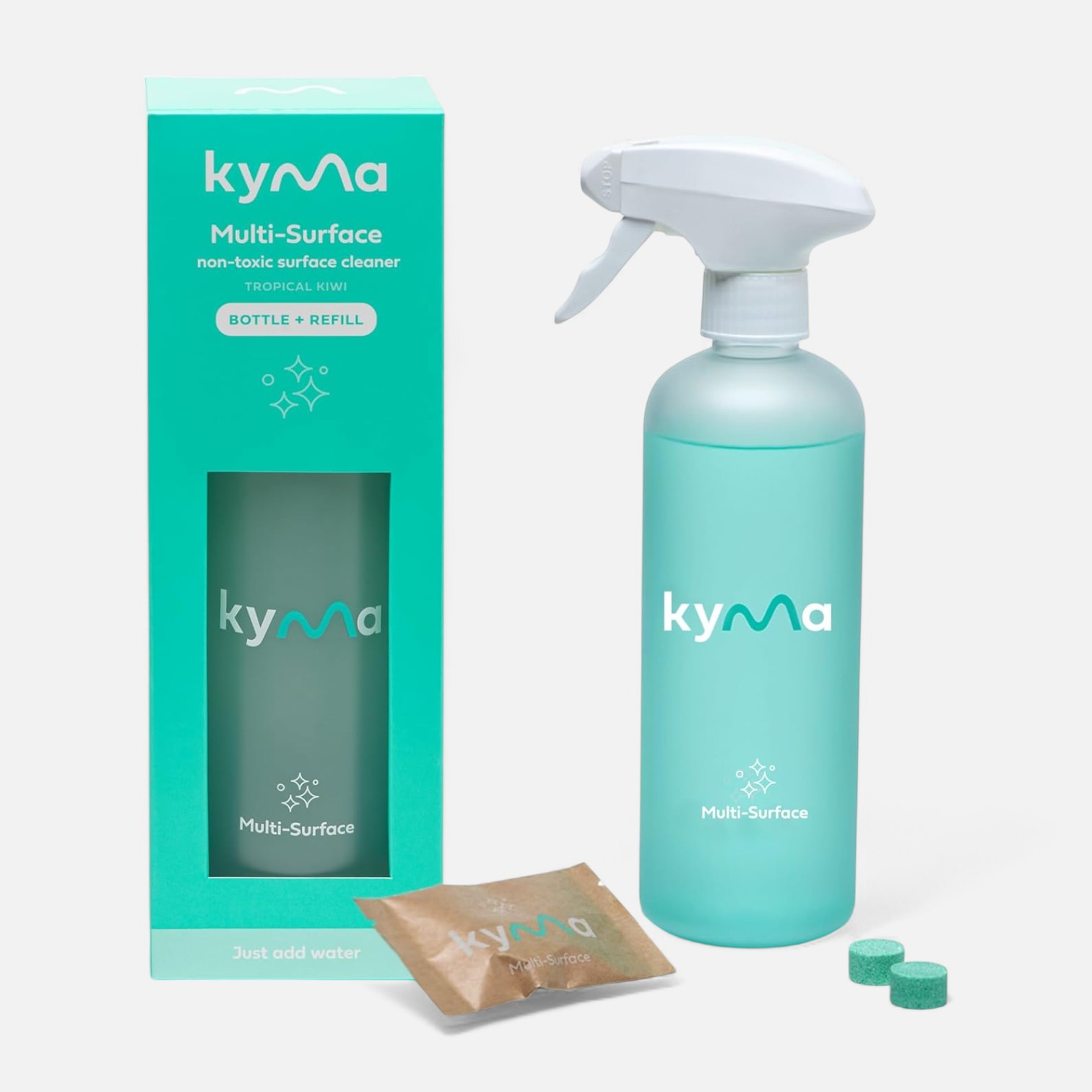 Kyma Aqua Multi Surface Cleaner 500ml (Single Bottle Box 1pc + Refill, 115g)_0