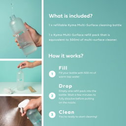 Kyma Aqua Multi Surface Cleaner 500ml (Single Bottle Box 1pc + Refill, 115g)