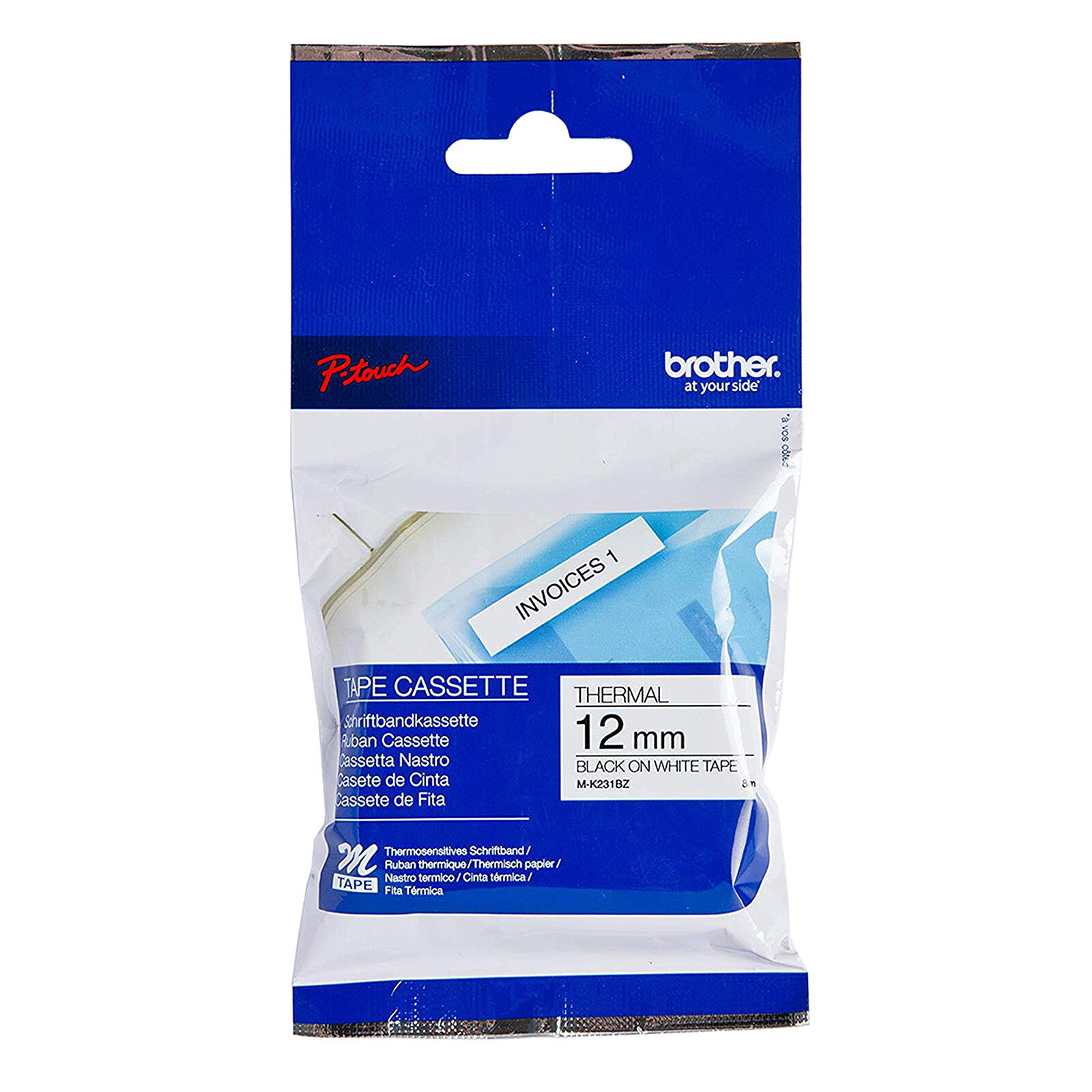 Ruban plastique pour étiqueteuse M-K231BZ Brother original_0