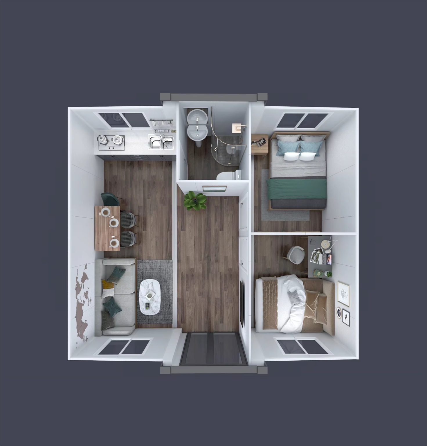 🏠 4-Room Modular Prefab House – Smart, Mobile & Eco-Friendly_1