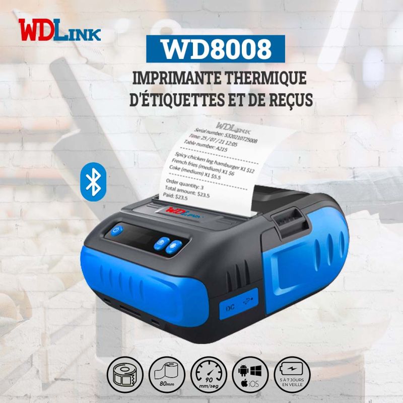 WDLink imprimante de Ticket Portable WD8008_2