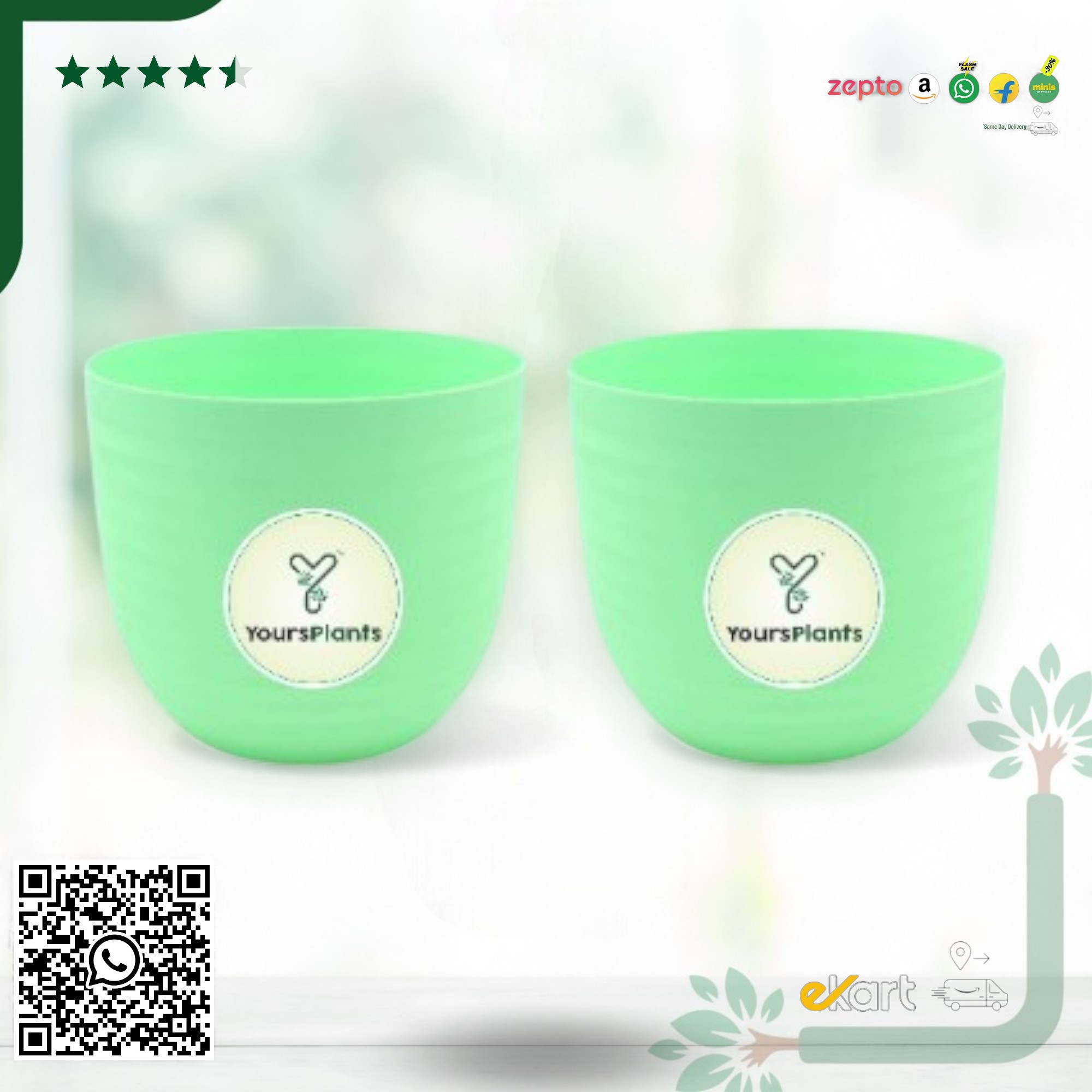 Verona Plants Pot for Home & Office Decor {Pack of 2} | Green_0
