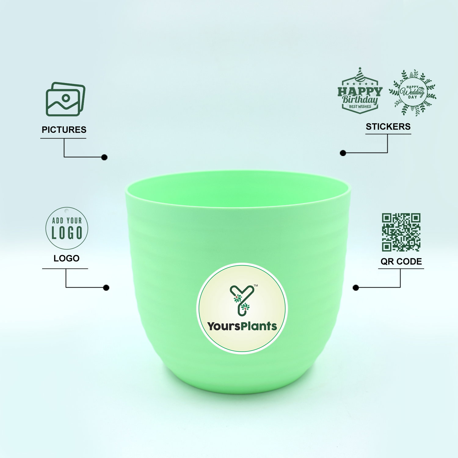 Verona Plants Pot for Home & Office Decor {Pack of 2} | Green_3