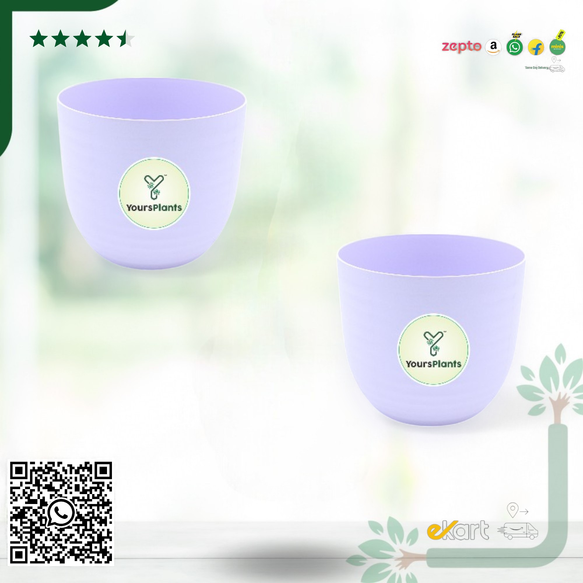 Verona Plants Pot for Home & Office Decor {Pack of 2} Purple_8