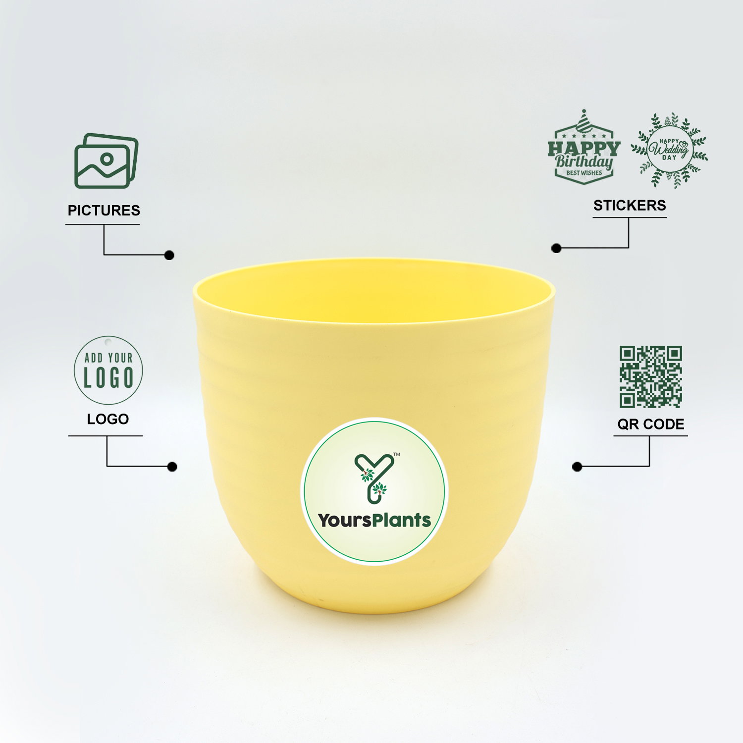 Verona Plants Pot for Home & Office Decor {Pack of 2} Yellow_3