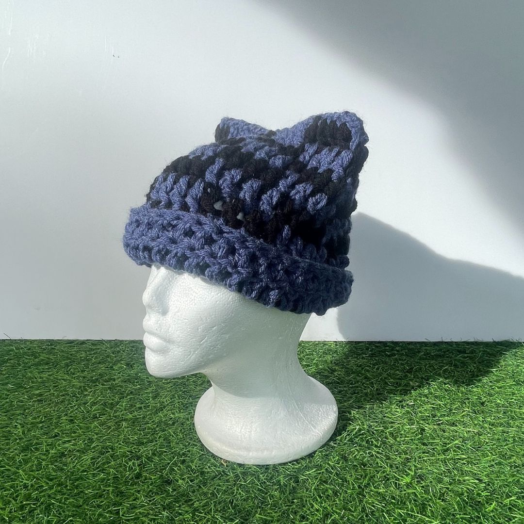 Checkered Cat Ear Beanie_0