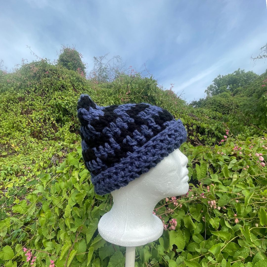 Checkered Cat Ear Beanie_1