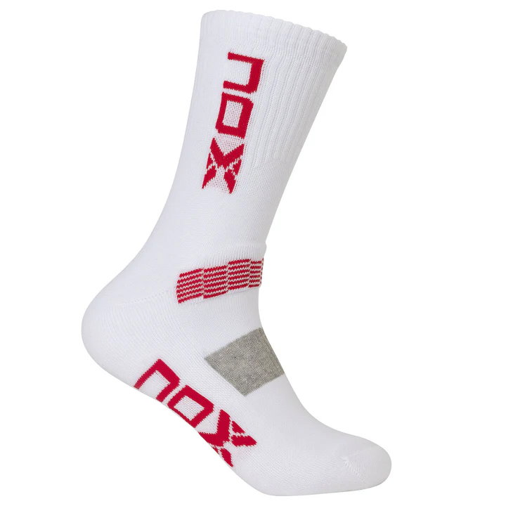 NOX Men's White Socks (Red Logo)_0