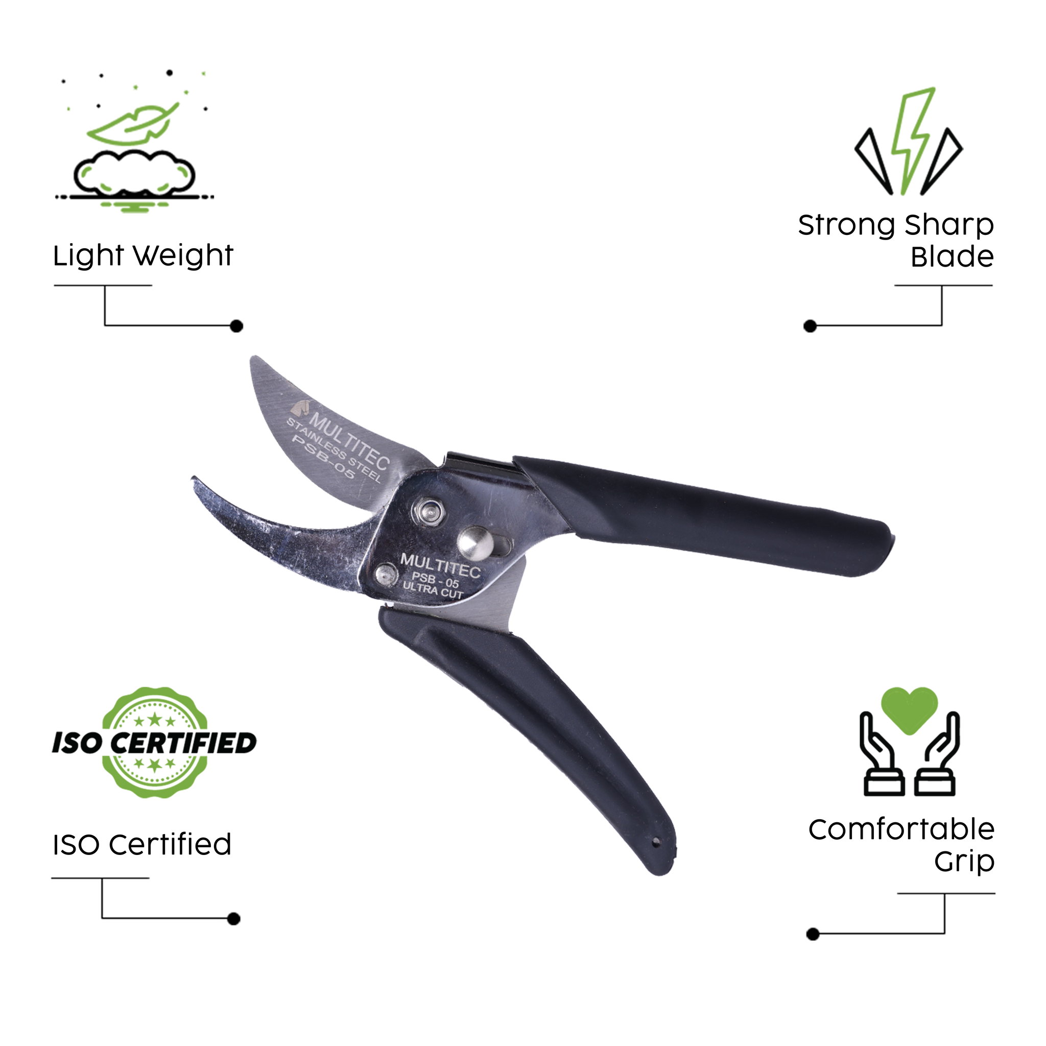 Heavy Duty Bypass Pruning Shears | Black PSB-05_3
