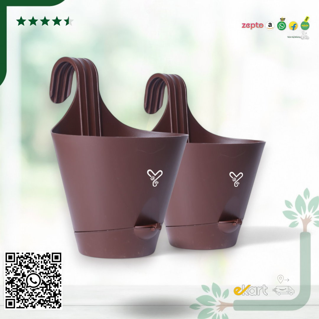 Railing Hook,Self-Watering Pot-Pack of 2 | Coffee