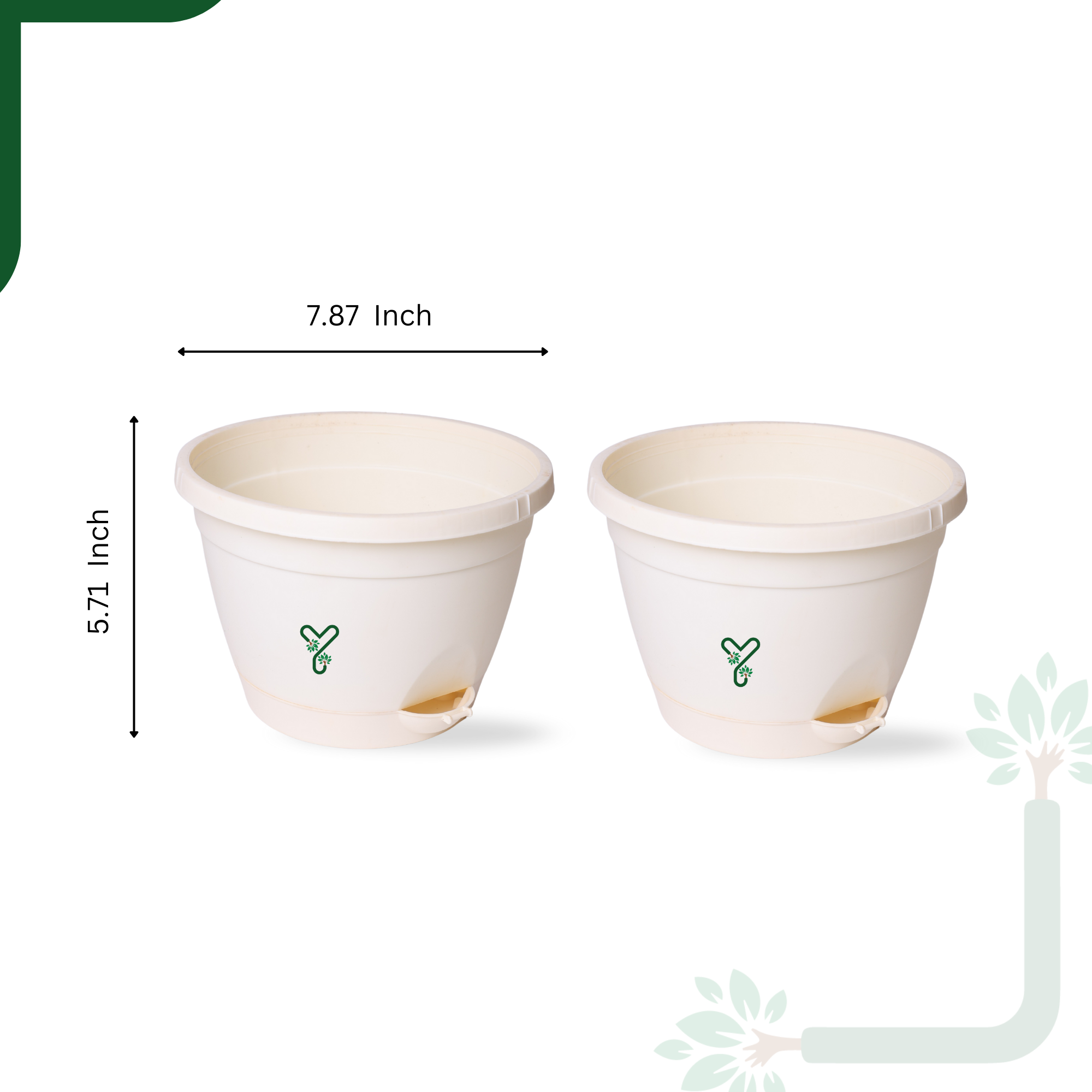 Hanging Self Watering Pot, 8inch, Vertical Hook & 12.5'' Chain | Pack of 2 | Ivory_1