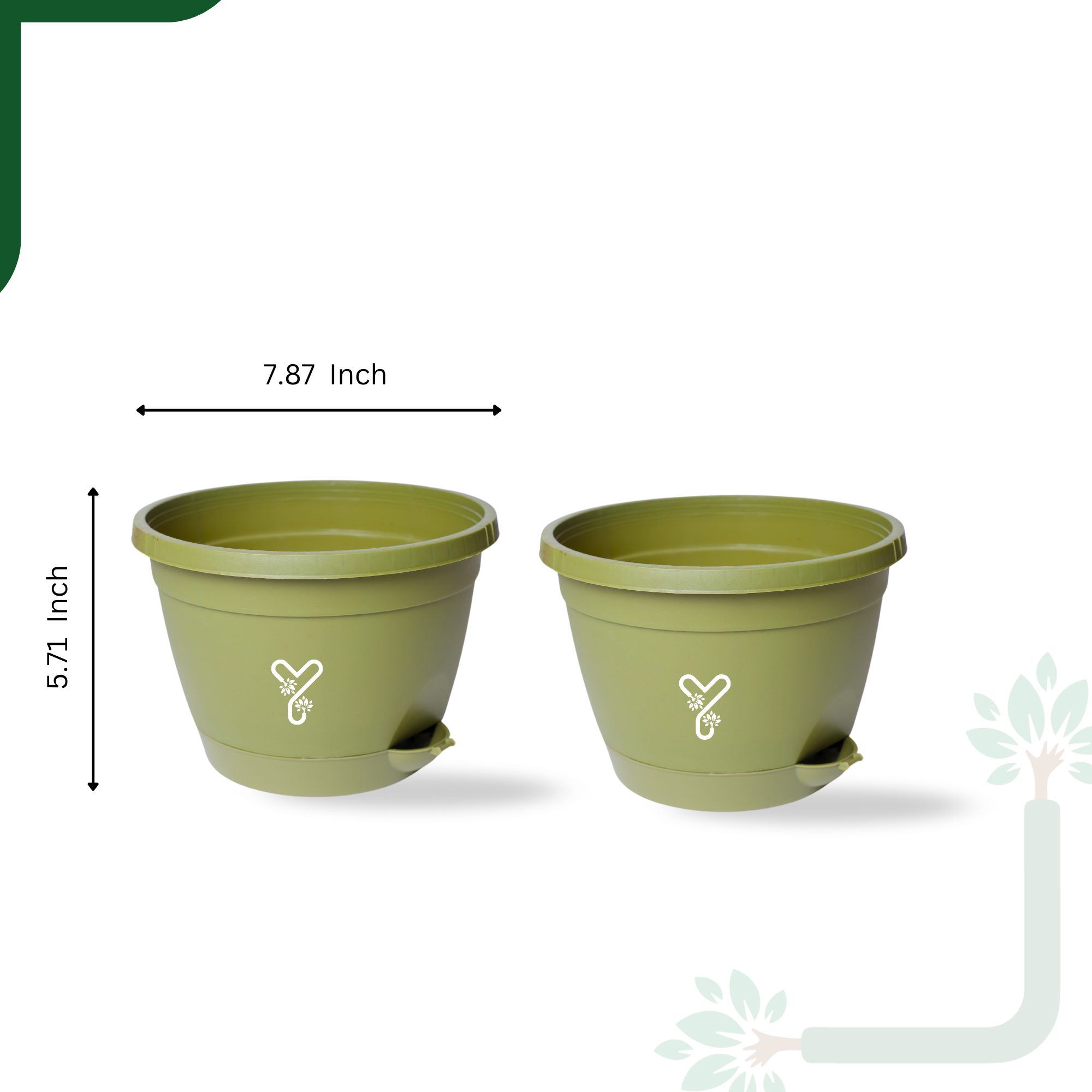Hanging Self Watering Pot, 8inch, Vertical Hook & 12.5'' Chain | Pack of 2 | Olive _1