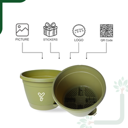 Hanging Self Watering Pot, 8inch, Vertical Hook & 12.5'' Chain | Pack of 2 | Olive 