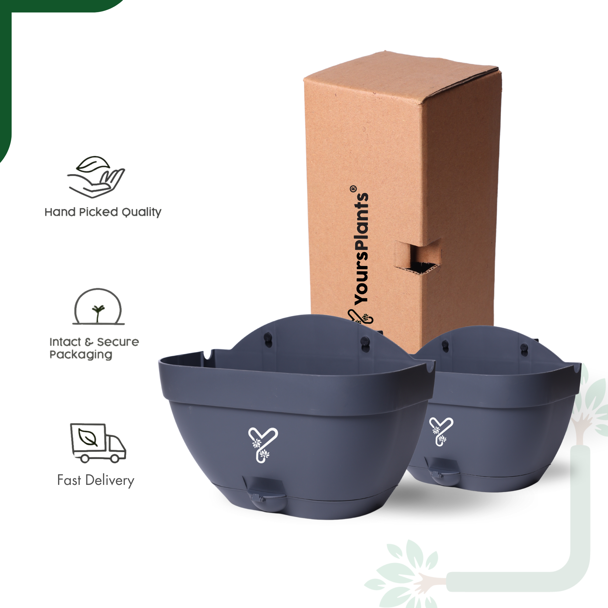 Vertical Garden Wall Mounted Self Watering Pot with Hook | Pack of 2 | Grey_4