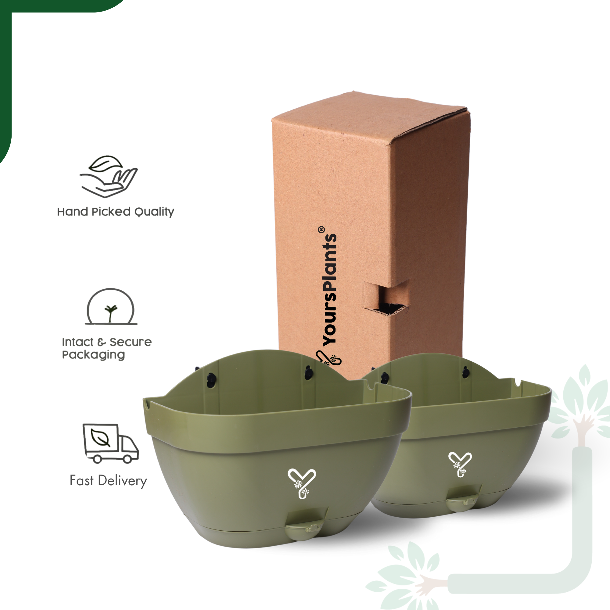 Olive Vertical Garden Wall Mounted Self Watering Pot with Hook | Pack of 2_4
