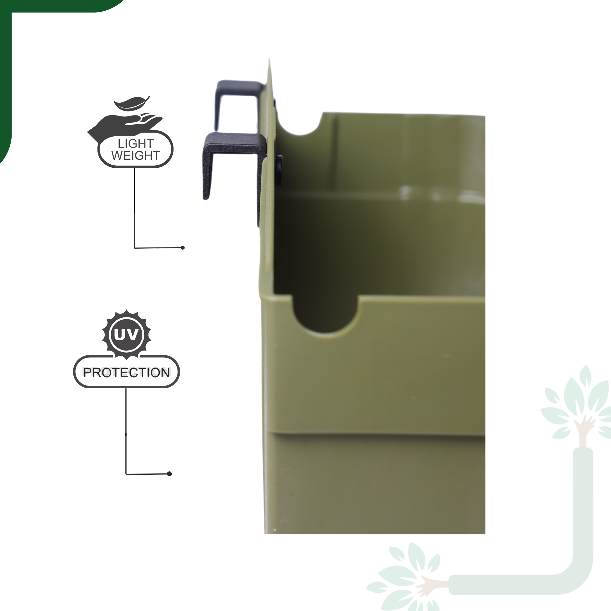 Olive Vertical Garden Wall Mounted Self Watering Pot with Hook | Pack of 2_2