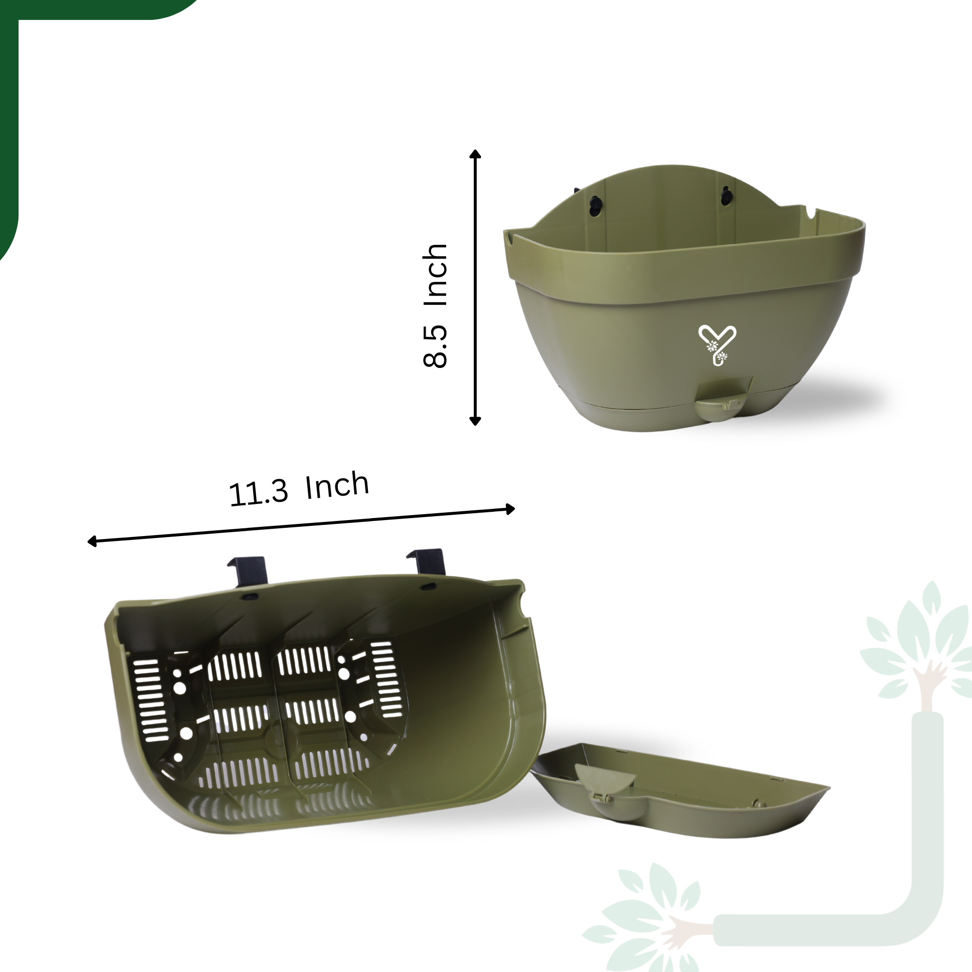 Olive Vertical Garden Wall Mounted Self Watering Pot with Hook | Pack of 2_1