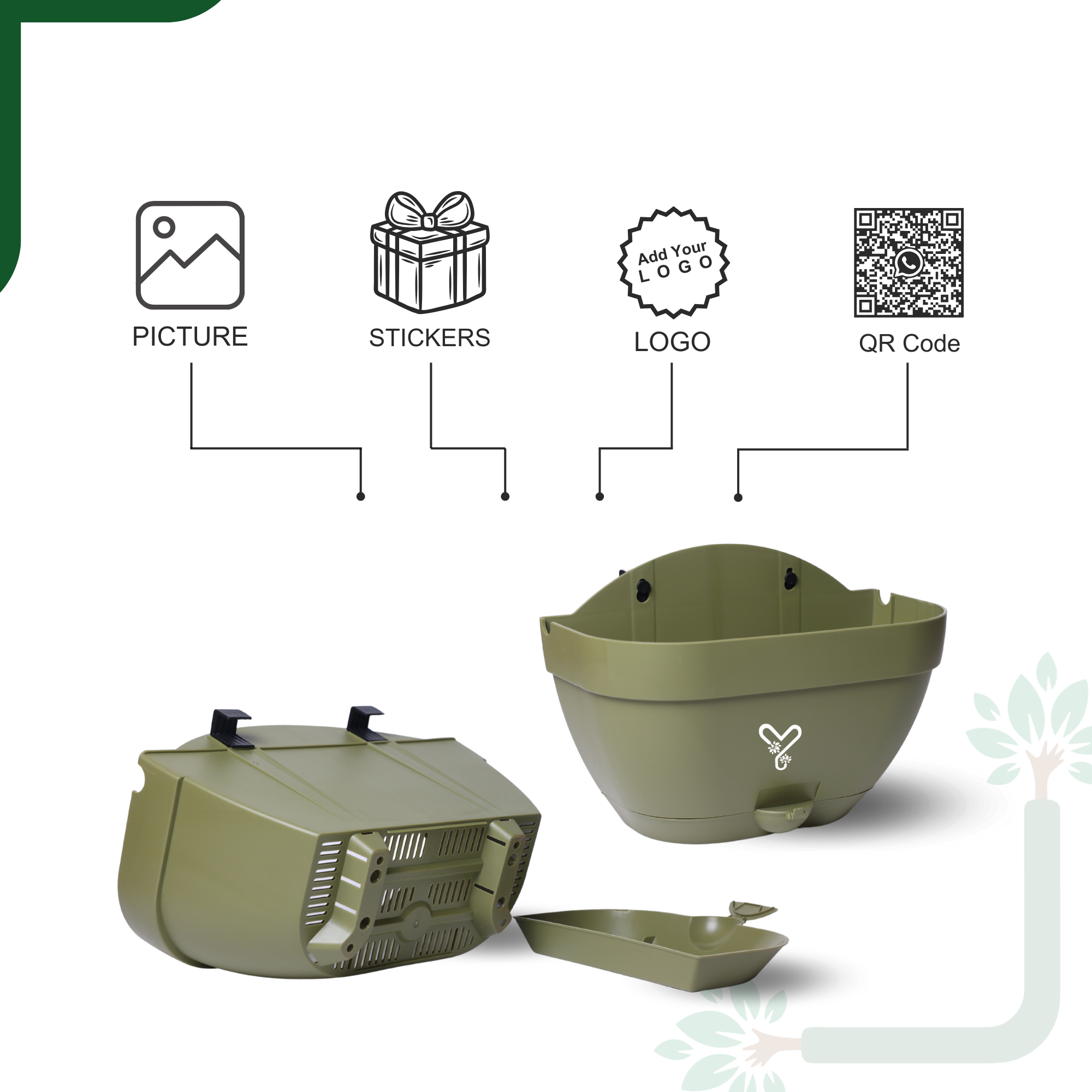 Olive Vertical Garden Wall Mounted Self Watering Pot with Hook | Pack of 2_3